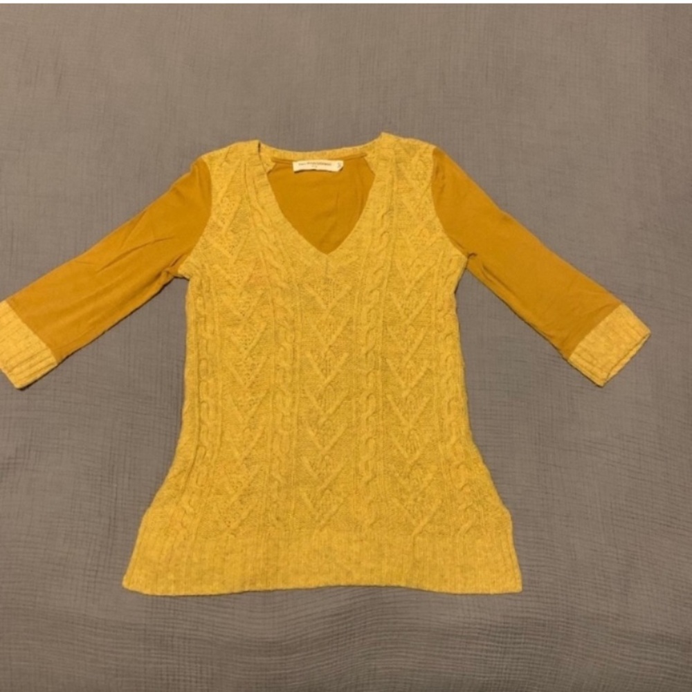 Anthropologie Yellow V-Neck Sweater